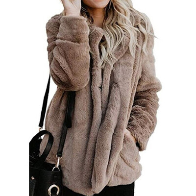 

Fashion Women Fashion Casual Cardigan Suit Collar Pocket Long Sleeves Warm Plush Sweater Jacket Coat