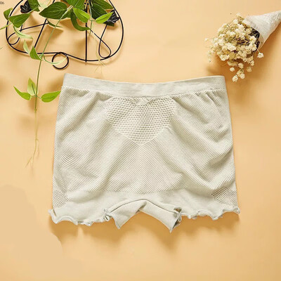 

Women Safety Shorts Pants Solid Color Seamless Heart Hollow High Elastic Ruffled Safety Pants