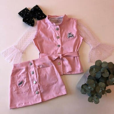 

UK Botique Toddler Baby Girl Clothes Top T-shirtVest WasitcoatDress Outfit Set
