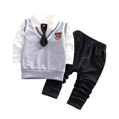 

Baby Boys Clothing Sets Autumn Long Sleeve White Shirts Gentleman Fashion VestPants Outfit Kids Boy Clothes