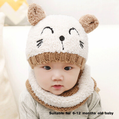 

1 Set Baby Toddler Girls Boys Warm Hat Winter Beanie Hooded Scarf Earflap Knitted Cap Baby Gifts