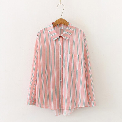 

Striped Women Tops&Blouses Long Sleeve Cotton Women Blouse Shirt Ladies Tops Blusas Blue Blouse Shirts with Pocket