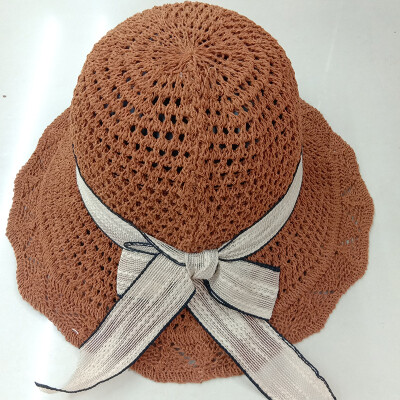 

Summer breathable fishermans hat Korean version Baitie Japanese female hat eaves fishermans hat sunshade knitted hat foldable