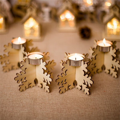 

〖Follure〗Cute Wooden Snowflake Christmas Candlestick Decorating Christmas Ornaments Toy
