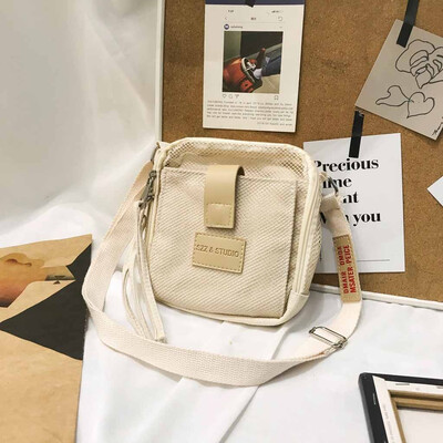 

Tailored Womens Solid Color Mesh Shoulder Messenger Bag Simple Casual Canvas Phone Bag
