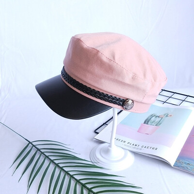 

Womens Hat Spring&Summer Tide Korean Black Flat Top Cap Personality Hip Hop Street Bailey Octagon Navy Hat Women Autumn