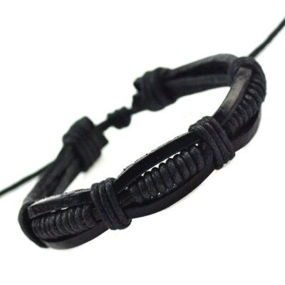 

Fashion Men Women Leather Braided Cuff Bangle Punk Wristband Bracelet Adjustable