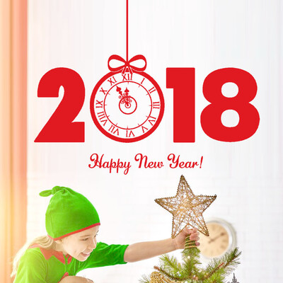 

Gobestart 2018 Happy New Year Merry Christmas Wall Sticker Home Shop Windows Decals Decor