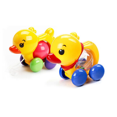 

Cute Pull Along Small Duck with Rattles Toy Toddler Kids Baby Learn Walk Toy Plastic Cute Baby Toys Random Color