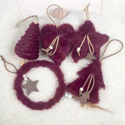 

5PCPack Colorful Plush Decorative Pendant Christmas Tree Hanging DIY Decor