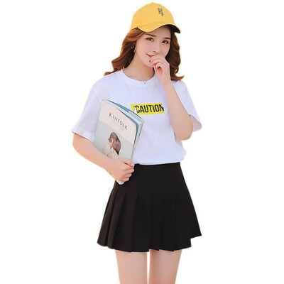 

Fashion Pleated Skirts Women New Spring High Waist Ball Harajuku Denim Vintage Skirts Solid A-line Sailor Skirt Befree Saia