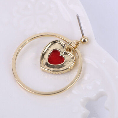 

New Fashion Sweet Lovely Style Drop Earrings Geometric Circle Red Heart