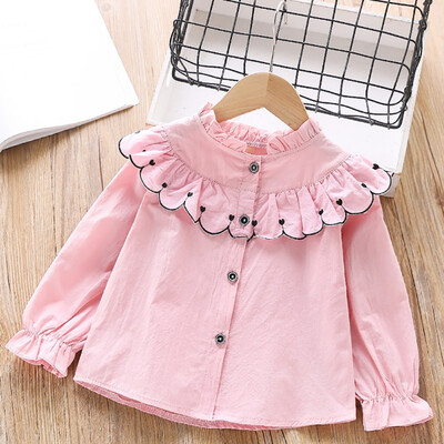 

4 Color Long Sleeve Tops Baby Girls Clothes Cute White Blouse Kid Shirts Autumn Shirts Girls Clothes Yellow Children Blouse