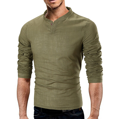 

Men Fashion Slim Long Sleeve Stand-up Collar T-Shirt Casual Solid Color Tops