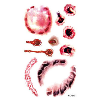 

New Halloween Zombie Scar Tattoo with False Knot Blood Makeup Halloween Decoration Wound Scary Blood Injury Waterproof Sticker