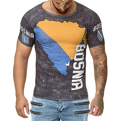 

Toponeto Summer Round Neck Short-sleeved 3D Printing T-shirt Trend World Cup Printing