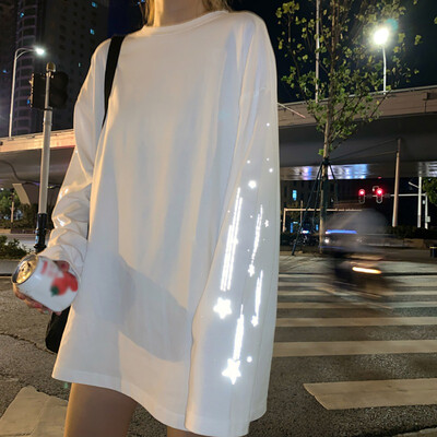 

Fashion Novel Design T Shirt Women Round Collar Autumn Print Loose Long Sleeve Casual Streetwear Oversized Tee Shirt