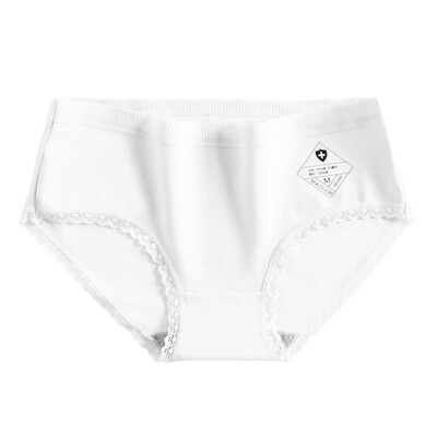 

Japanese Version No Trace Cotton Antibacterial Mid-waist Abdomen Lace Side Girls Underwear Briefs
