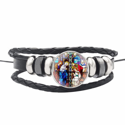 

2019 New Christian Time Gem Leather Woven Bracelet Bangle Souvenir