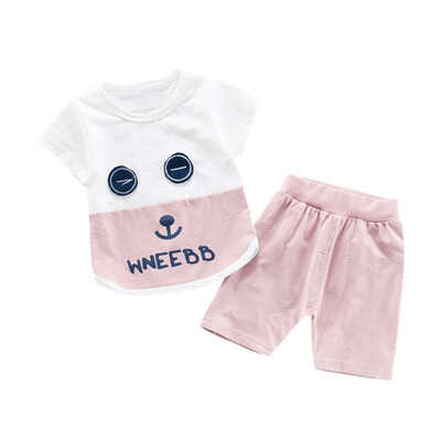 

Fashion Summer Baby Boys Girls Short Sleeve Cartoon Print T-Shirt TopsShorts Suits Casual Outfits 2PCSSET