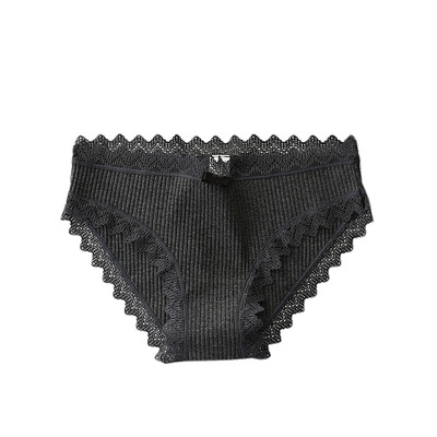 

Women Underwear Lace Spliced Briefs Comfort Solid Seamless Panties Mid-Rise Female Underwear Transparent Breathable Brief