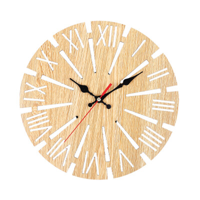 

Gobestart 3D Round Hollow Wooden Wall Clock Decorative Clock Numerals Quartz Clock