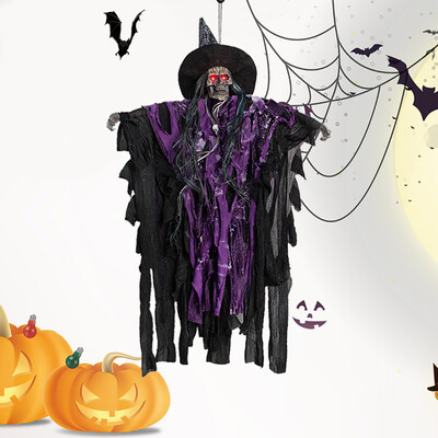 

Toponeto Halloween Bar Decoration Sound Control Pointer Deuce Pendant Scary Witch Pendant