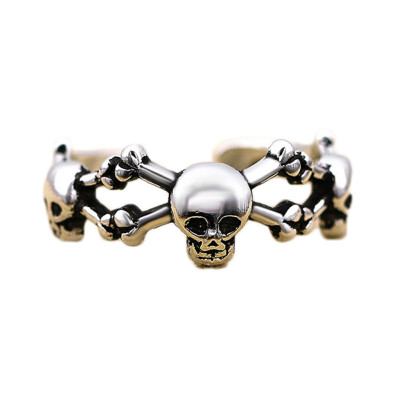 

Fashion version Retro Women Skull Head Opening Silver Ring Hipsters Personality Finger Rings