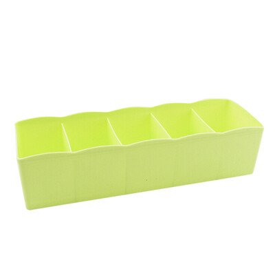 

JPGIF 5 Cells Plastic Organizer Storage Box Tie Bra Socks Drawer Cosmetic Divider BU