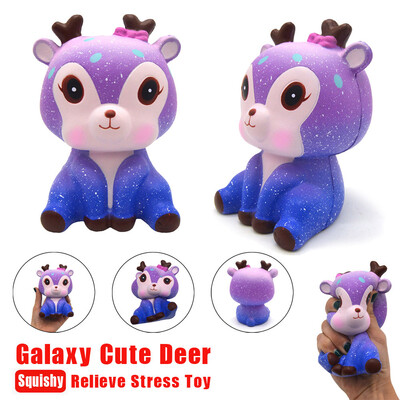 

Siaonvr 11cm Galaxy Deer Cream Scented Slow Rising Squeeze Strap Kids Toy Gift
