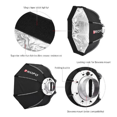 

TRIOPO 65cm Foldable 8-Pole Octagon Softbox with Soft Cloth Carrying Bag Bowens Mount for Studio Strobe Flash Light
