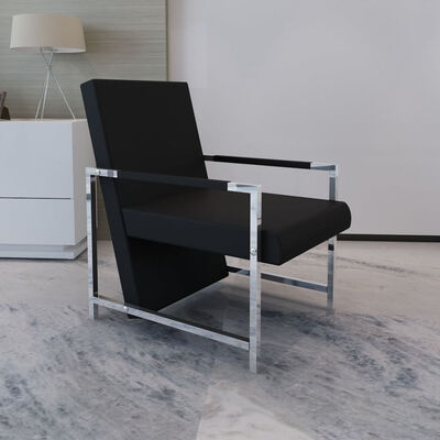 

Artificial Leather Cube Relax Armchair Black with Chrome Feet