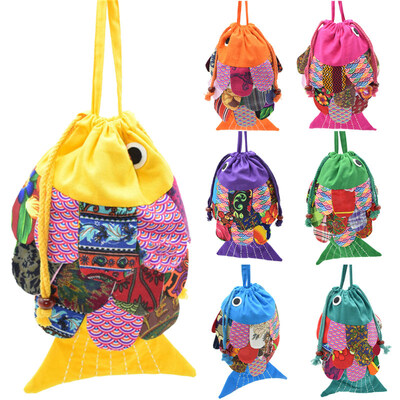 

Women Ethnic Colorful Fish Shoulder Bag Drawstring Messenger Travel Crossbody