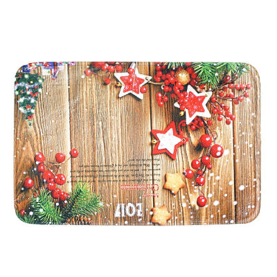 

Soft Fabric Christmas Carpet Non-Slip Mat New Year Christmas Festival Door Floor Mat PVC Material Decor