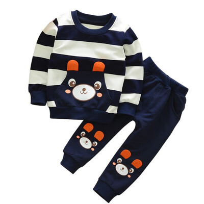 

Fashion Cartoon Bear Design Boys Girls Baby Cloth Set Hoodie Top Coat Pant Suits 2PCs