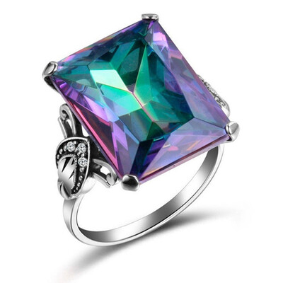 

Multi-Color Blue Zircon Ring Men Women Rose Gold Wedding Size 6-10 Accessories