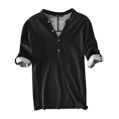

Toponeto Mens Casual Cotton Breathable Solid Half Sleeve Summer Buttons T Shirt Blouse