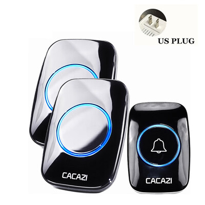 

CACAZI A10-2 Wireless Doorbell Waterproof 300M Remote Plug Smart Door Bell Chime Battery 1 2 Button 1 2 3 Receiver AC