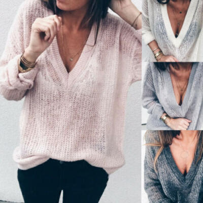 

Fashion Women Long Sleeve O-Neck Loose Knitted Pullover Sweater T shirt