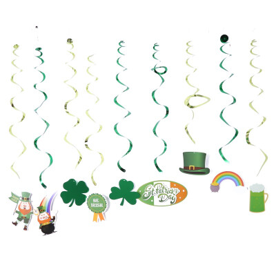 

St Patricks Day Hanging Green Swirls Streamers Decorative Ornaments Irish Festival Party Supplies 30Pcs