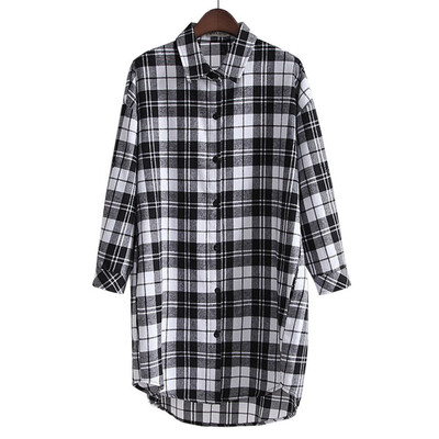 

Fashion Casual Plaid Shirt Women Long Sleeve Blouse Ladies Long Loose Button Blouse Work Wear Tops 3XL plus size