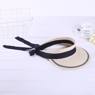 

LadiesSunscreen Cap Spring&Summer Ladies Beach Shade Cooling Cap Mountaineering Riding Biking Straw Weaving Cap