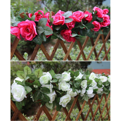 

Artificial Rose Vine Flowers Simulation Silk Rose Flower Garland for Wedding Party Artificial Rose Vine Home Garden Decor