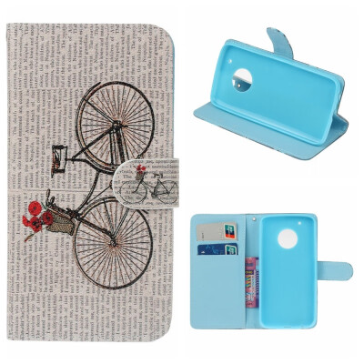 

MOONCASE Moto G5 PLUS painted pattern leather case - bicycle
