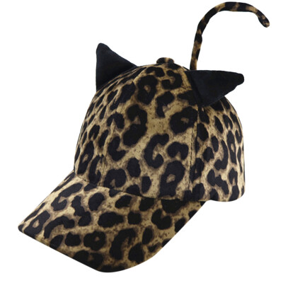 

Baby Boy Girl Winter Warm Baseball Cap Kids Adjustable Ear Design Hat Breathable Leopard Print Visors Hats
