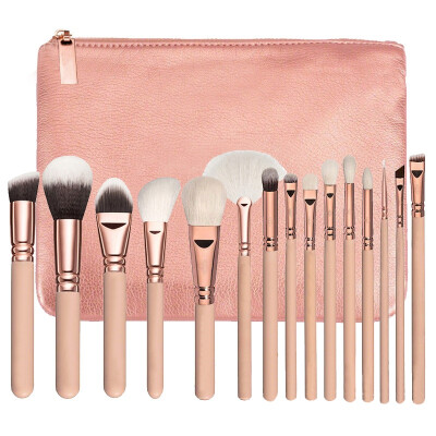 

15pcs Makeup Brush Set Foundation Loose Powder Blush Eyeshadow Facial Contour Brightening Eyebrow Fan Brush Makeup Tool Set