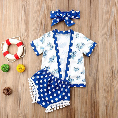 

Cute Kids Baby Girl Flower Shawl Cape Coat Cove up Briefs Shorts 3pcs Outfits Set