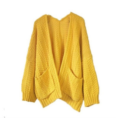 

2018 Korean version autumn&winter new loose joker long-sleeve cardigan in the long sweater schoolgirl sweater jacket