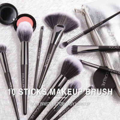 

10 Pcs Makeup Brush Set Foundation Eyeshadow Powder Blush Brush Kit with PU Leather Case