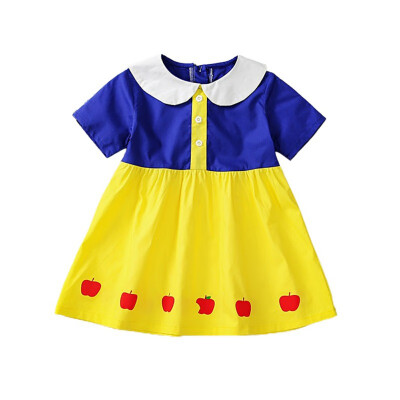 

Summer Baby Girls Dress Cartoon Short Sleeve kids Dress Cotton Girls Clothes Toddler Party Dress